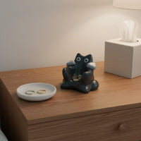 Black Cat Dice Holder Portable Cute Cat Dice Stand Charming Art for Desk Decor
