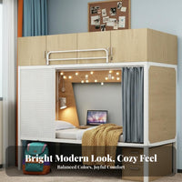 Single Storage Loft Bed Sturdy Construction Metal Frame Capsule Bed Guardrails Bedroom Furniture for Teens, Small Areas, Dorm Room, Apartment