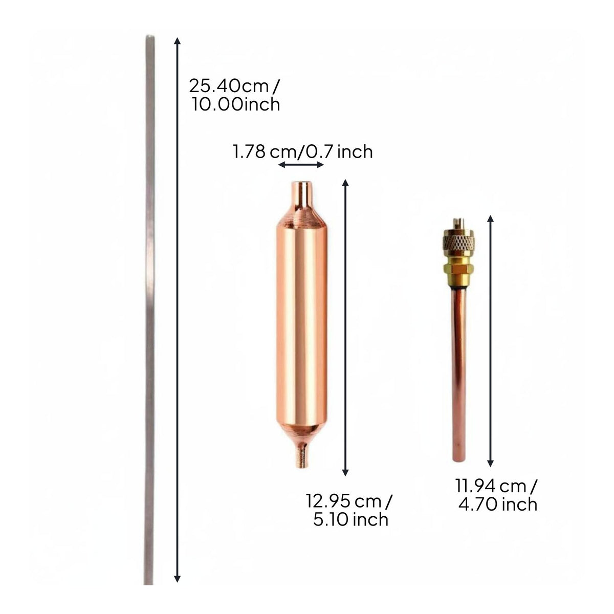Copper Strainer Dryer and Access Valve Set Universal Fit Refrigerator Strainer Dryer Kit Leak-Resistant Seal 1/4 Inch Refrigeration Service
