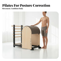 Solid Wood Construction Pilates Ladder Barrel Core Strengthening Posture Ion Barrel Stable and Long-Lasting Wooden Spine or Ergonomic Design for Home Gym Users, Adults, Mindful Movement Practice Studio