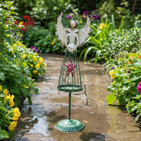 Iron Angel Stand Decor Antiqued Accent Vintage Angel Figurine Artisan-Made Look