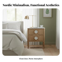 Single-Drawer End Table Minimalist aesthetic Nightstand Stone-Look Top Multi-Purpose for Homeowners, Students