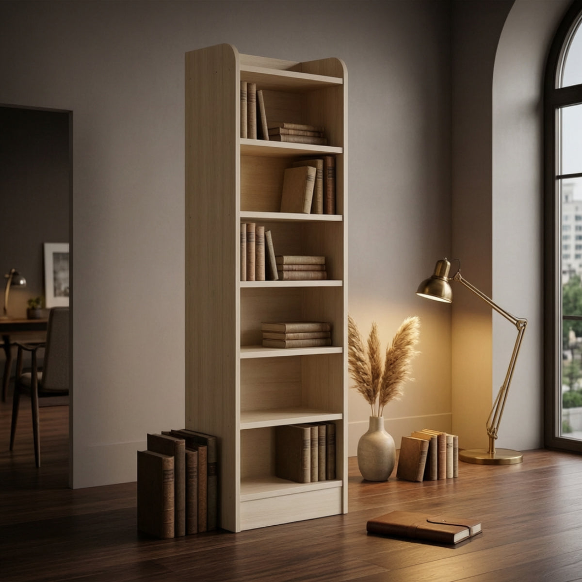 Leaning Bookshelf Tall Leaning Wall Bookcase Ladder Bookshelf Floor-Standing Display Rack Modern for Children, Study Room