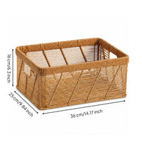 Faux Rattan Basket Transparent Storage Basket with Open Lattice Decorative