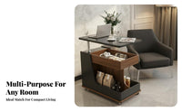Adjustable Sofa Side Table with Rotating Top Mobile Laptop Cart Coffee Table Storage Cart Built-in Speaker and USB Port for Daily Use Suitable for Apartment Dwellers Living Room Home Office Bedside