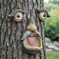 Tree Face Decoration Hand Painted Old Man Tree Face Weather Resistant for Patio