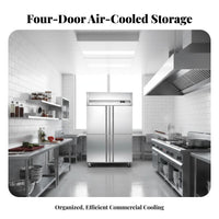 Four Door Commercial Zer Quick Cooling Bakery Chiller Zer Digital Temperature Control Stainless Steel Upright Fridge for Baked Goods Chefs, Cafe, Bar