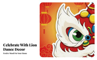 Chinese New Year Lion Dance Hanging Decoration, Double-Sided Card, Festive Cartoon Design, Red String Bag