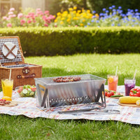 Foldable Portable Barbecue Grill Heat-Resistant Folding Charcoal Cooker Rustproof Folding BBQ Grill Lightweight for Campers, Hikers, Backpackers, Picnic, Backpacking, Beach