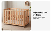 Infant Crib Beech Wood Adjustable Crib Elevated Mattress Base for Infants, Young Children, Bedroom