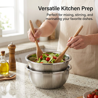 Stainless Steel Mixing Bowls, Large Mixing Bowl Set, Nesting Bowls with Lids, Heavy Duty Metal Bowls for Kitchen, Wash Basin for Fruit Washing