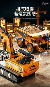 Spray Remote Control Excavator Alloy RC Car Dump Truck Engineering Toy