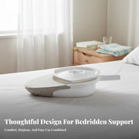 Unisex Design Bedpan with Lid Easy to Clean Personal Care Aid Spill-Resistant Toileting Container Ergonomic Shape for Bedridden Patients, Elderly, Caregivers, in-Bed, Nursing Home, Hospital