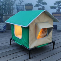 Moisture-Proof Waterproof Dog Kennel Sturdy Oxford Textile Elevated Pet House Stable Iron Frame All-Weather Pet Sanctuary Breathable Mesh Window for Backyard, Balcony