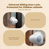 Kid Security Lock, Sliding Door Latch, Adjustable Cabinet Lock, Infant Proofing, Easy to Install, U-Shaped, Childproof Protection