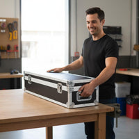 Multi-Purpose Aluminum Equipment Case Lockable Latches Locking Instrument Road Case Reinforced Corners Wheeled Equipment Chest for Musicians, Technicians, Photographers, Travel, Touring, Stage Production