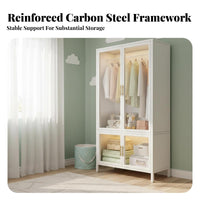 Space Saving Portable Closet with Cover Easy to Assemble independentstanding Garment Rack with Cover Large Capacity Bedroom Furniture Sturdy Frame for Children, Apartment Dwellers, Students, Kids Room, Cloakroom, Garage