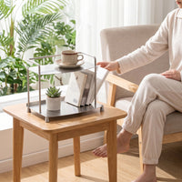 Tabletop Display Shelf Stainless Steel Rack Rounded Rails Two-Tier Storage Rack Easy to Clean for Coffee Area
