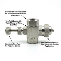 Adjustable Misting Nozzle Stainless Steel, Three-Fluid Air Atomization Spray Tip Nozzles for Dust Re - Image 6