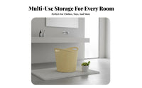 Lidded Wovenand design Basket Imitation Rattan Weave Laundry Hamper Large Capacity
