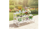 Floor-Standing 3-Tier Plant Stand Slatted 3 Tier Plant Stand Decorative Shelving Unit Space-Saving for Gardeners, Balcony, Patio, Living Room, Corner