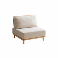 Armless Wooden Couch Wabi-Sabi Aesthetic Upholstered Settee Nordic Inspired Sturdy Construction for Homeowners, Students, Study