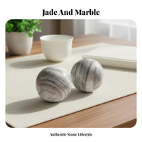 Improves Dexterity Jade Fitness Handball Polished Surface Chinese Health Ball Decorative for Seniors, Elderly, Office