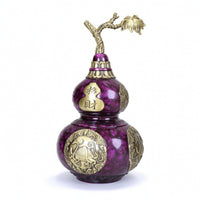 Gourd Ornament with Leaf Marbled Brass Gourd Artistic for Entryway