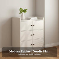 1 Piece Storage Cabinet Freestanding Cupboard Organizer Storage Cabinet with Doors High Capacity Wooden Furniture Suitable for Bedroom Living Room Hallway