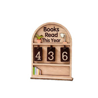 Wooden Book Counter Desktop Ornament for Reading Statistics