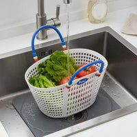 Handled Bath Organizer Basket Thickened Material Hollow Plastic Storage