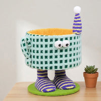 Cat Activity Center and Enclosed Cat House, Scratch-Resistant Kitten Tree, Single Level Cat Playground for Indoor Cats and Small Kitten Activity