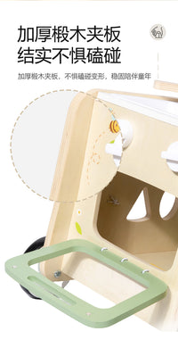 Wooden Multi-Functional Kitchen Walker Toy for Toddlers, Early Education Push Cart