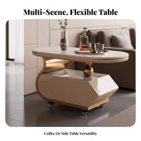 Mobile C-Shaped Table Movable with casters Living Room Furniture Rolling Casters Sturdy Construction for distant Workers