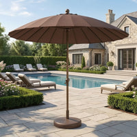 Patio Umbrella with Base Heavy Duty Market Umbrella with Weighted Base Wheeled for Garden, Backyard, Poolside