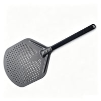 Anodized Aluminum Perforated Pizza Peel 12 Inch with Folding Cake Transfer Spatula