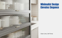 Kitchen Storage Rack, Multitier Carbon Steel Cabinet, Microwave Sideboard, Modern Nordic Design, Space-Saving Organizer