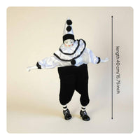 Dangling Leg Clown Ornament Collectible Ceramic Pierrot Doll Vintage Style House Decoration for Collectors