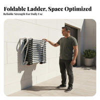 Wall-Mounted Retractable Ladder Foldable Retractable Attic Ladder Indoor Outdoor Use Pull-down Loft Stairs for Homeowners, Adults, Garage, House, Roof