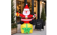 Inflatable Santa with Gift Box Giant Santa with Gift Box Christmas Inflatable Stable Outdoor Decoration Festive for Yard, Lawn