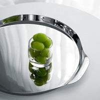 Nordic Western Food Plate, Light Luxury Stainless Steel Round Hotel Tray, Home Use, Dessert Plate