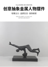 北欧创意抽象金属人物雕塑摆件客厅卧室玄关酒店电视柜家居装饰品