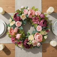 Pink Peony Wreath Lifelike Peony Wreath Versatile for Wedding