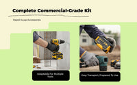 Percussion Drill, Power Drill, Angle Grinder, Professional Power Tool Combo Kit, Variable Speed, sturdy Duty, Multi-Functional, Construction, Workshop