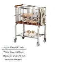 Laundry Basket Trolley Wooden Handle Home Organizer Rectangular for Bedroom