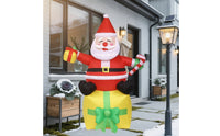 Inflatable Santa with Candy Cane Freestanding Inflatable Santa Figure Holiday Decoration Festive Decorations Cheerful