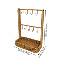 Tabletop Key Rack Openwork Handwoven Rattan Tray Compact