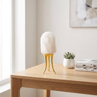 Crystal Stone Ornament with Metal Base Natural Decorative Accent Sculptural
