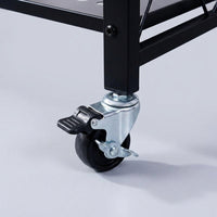 Folding Shelf Rack With Casters Wagon No Assembly Required Mobile Rack Storage Shelf Black Metal Rack