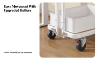 Foldable Rolling Bookshelf Large Storage Capacity 3-Tier Collapsible Trolley
